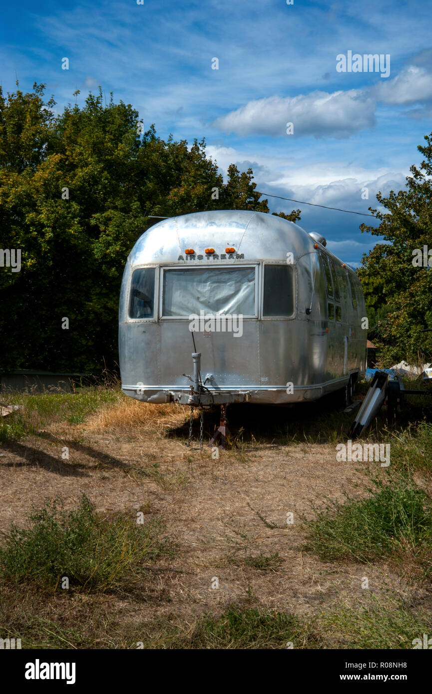 En caravane Airstream Montana, États-Unis Banque D'Images