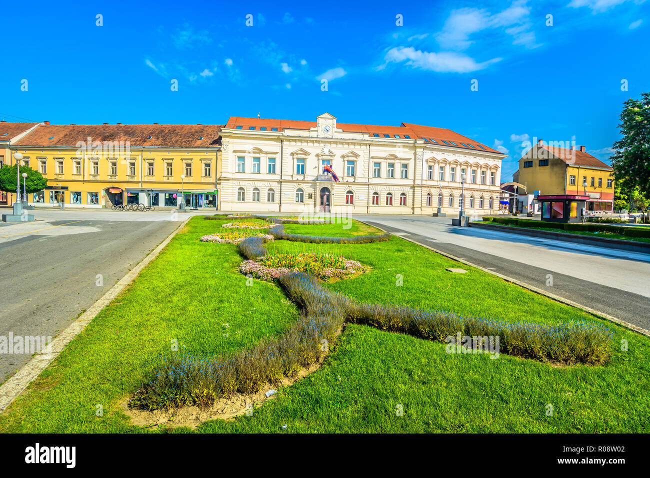 Vue panoramique sur le parc coloré au centre-ville de Zagreb, dans le Nord de la Croatie. Banque D'Images