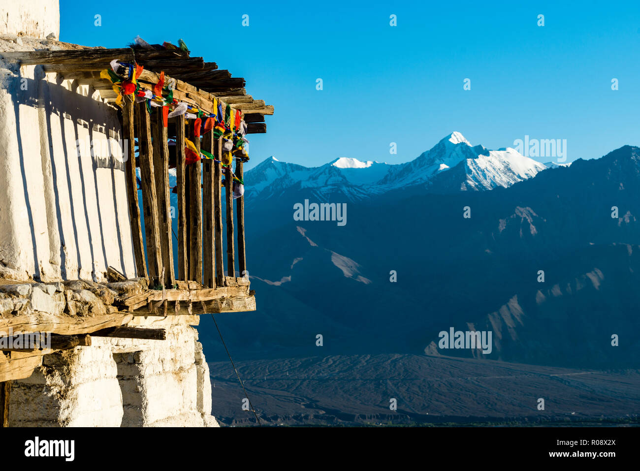 Namgyal Tsemo Gompa, fondée 1430 par le roi Tashi Namgyal, a une haute de trois étages, idole de l'or et du Bouddha Maitréya est situé sur une colline au-dessus de Leh Banque D'Images