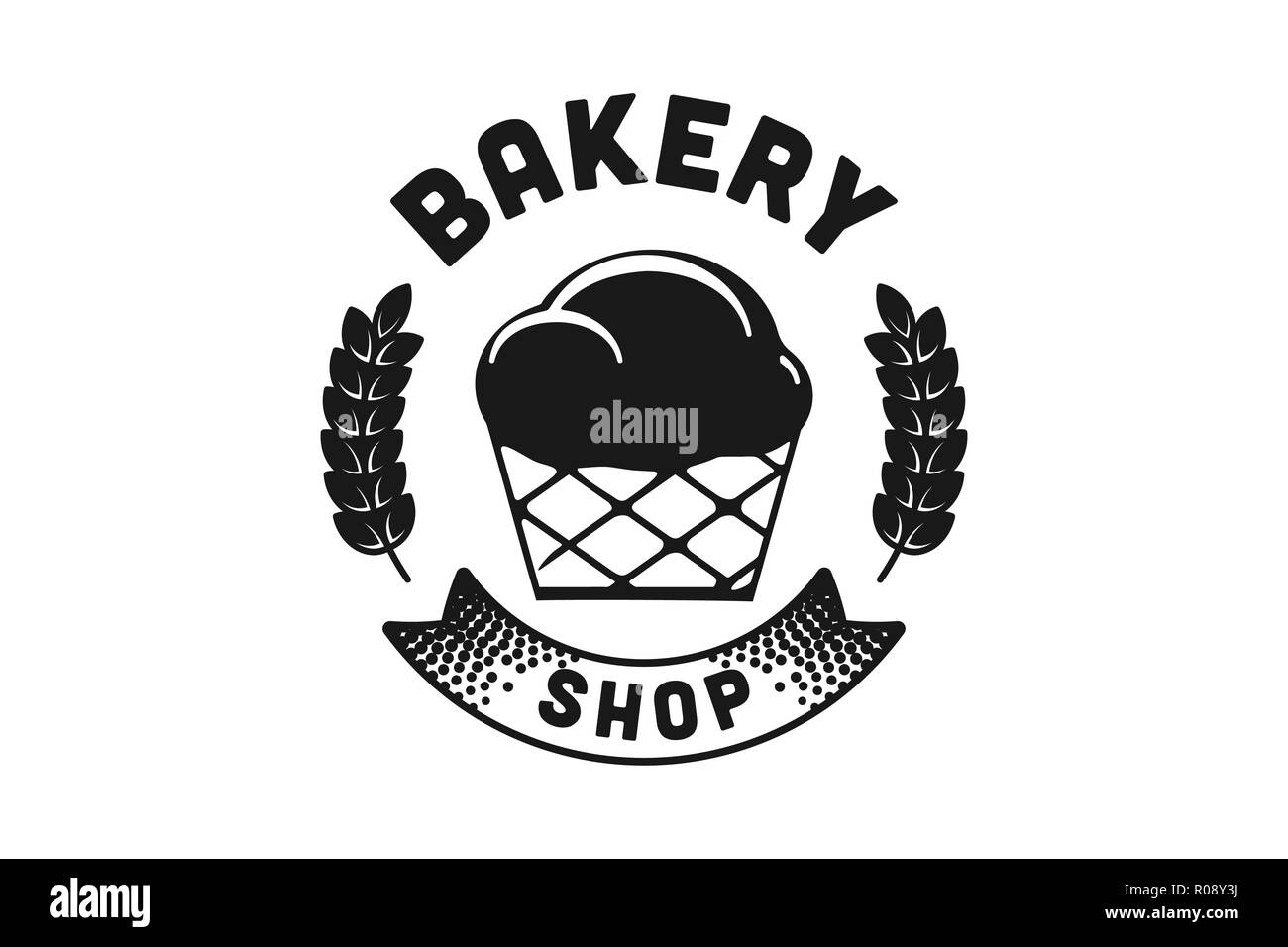 Cupcake bakery logo design vintage Illustration de Vecteur