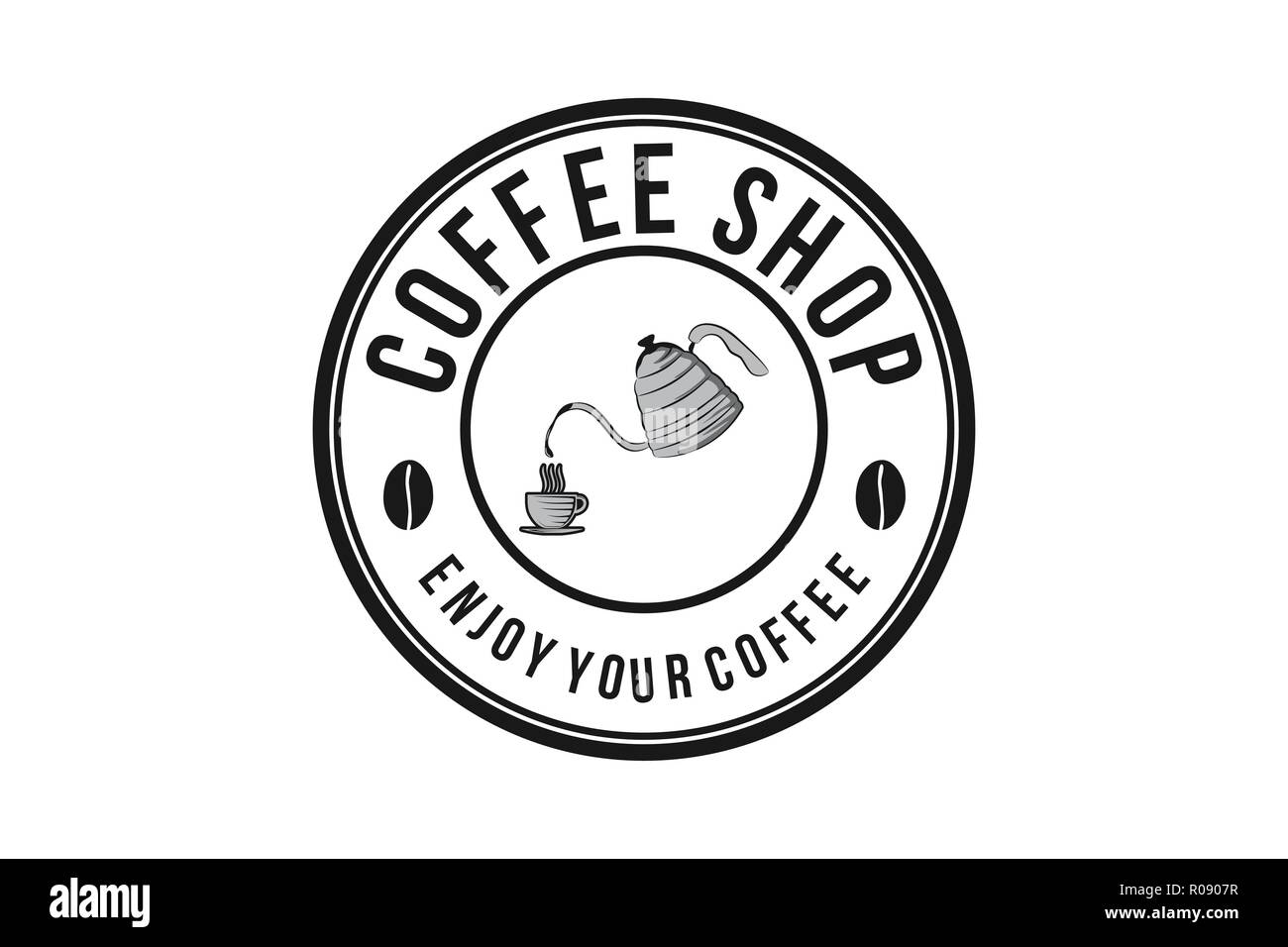 Verser le café en verre, dessins d'inspiration vintage logo café isolé sur fond blanc Illustration de Vecteur