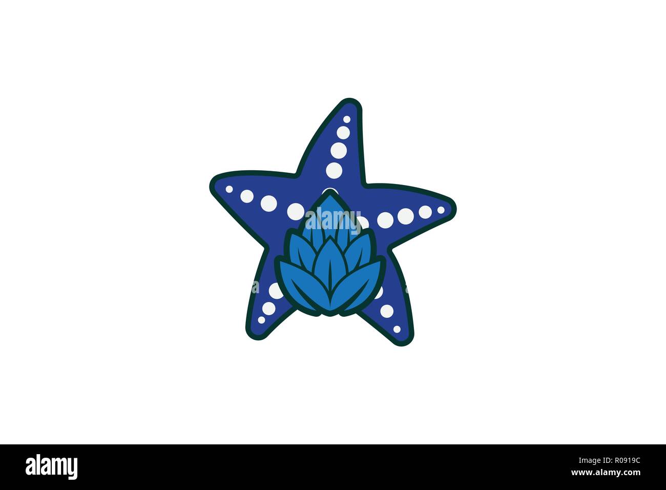 Étoiles de mer et hop dessins de logos Inspiration isolé sur fond blanc Illustration de Vecteur