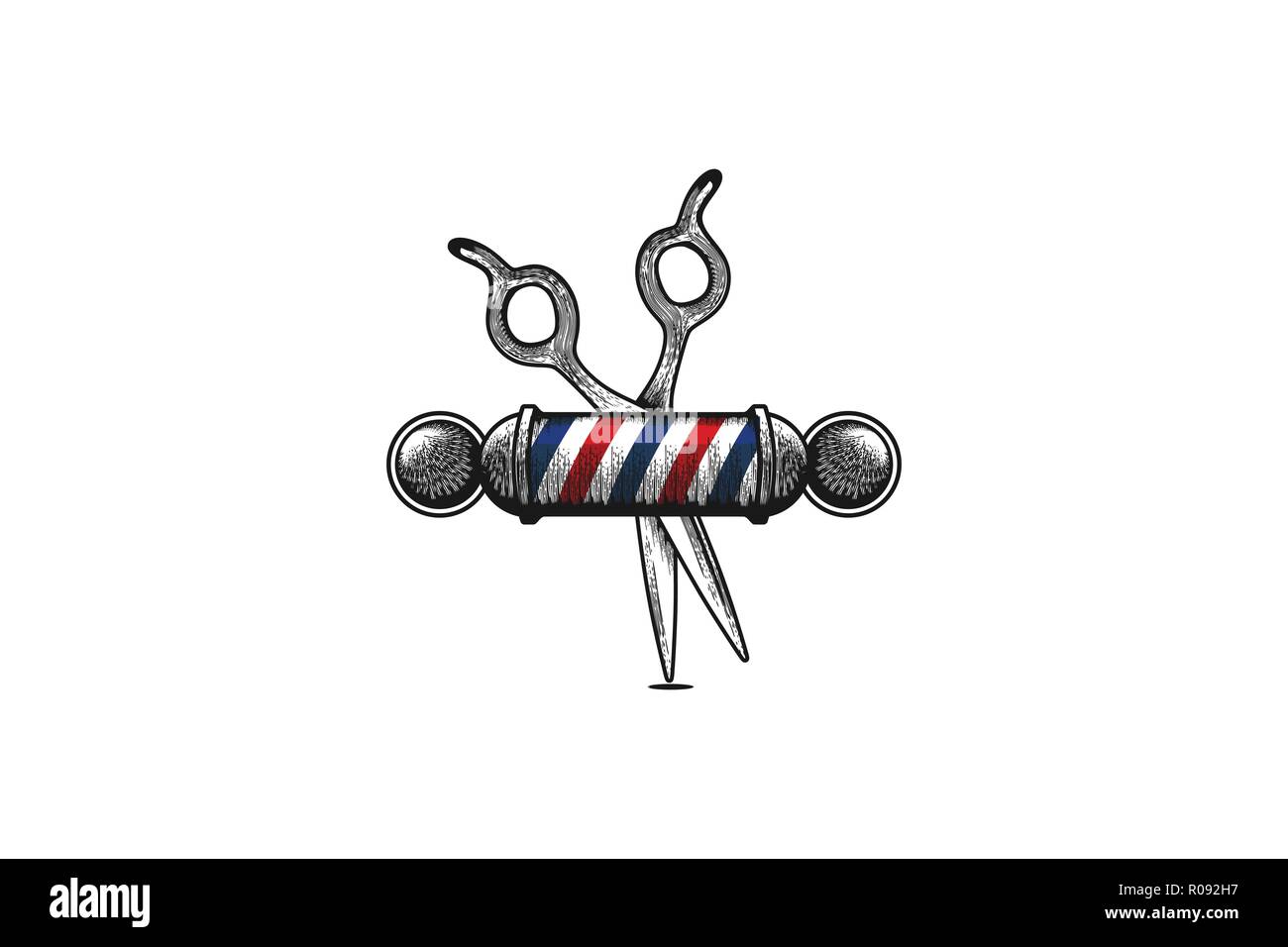 Salon De Coiffure Et Ciseaux A La Main Pole Coiffure Dessins De Logos Inspiration Isole Sur Fond Blanc Image Vectorielle Stock Alamy