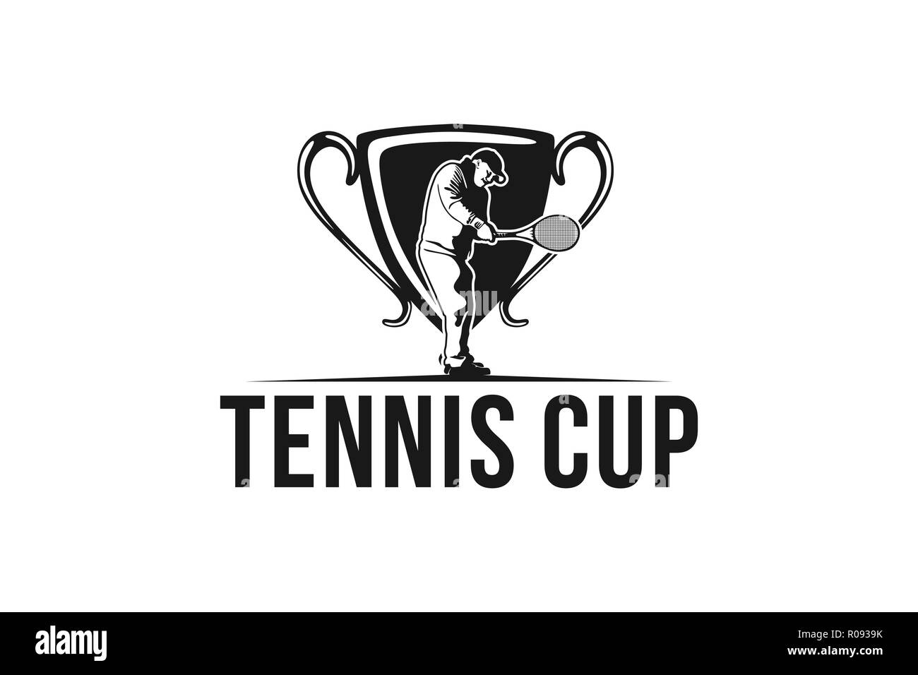Joueur de tennis, tennis cup dessins de logos Inspiration isolé sur fond blanc Illustration de Vecteur