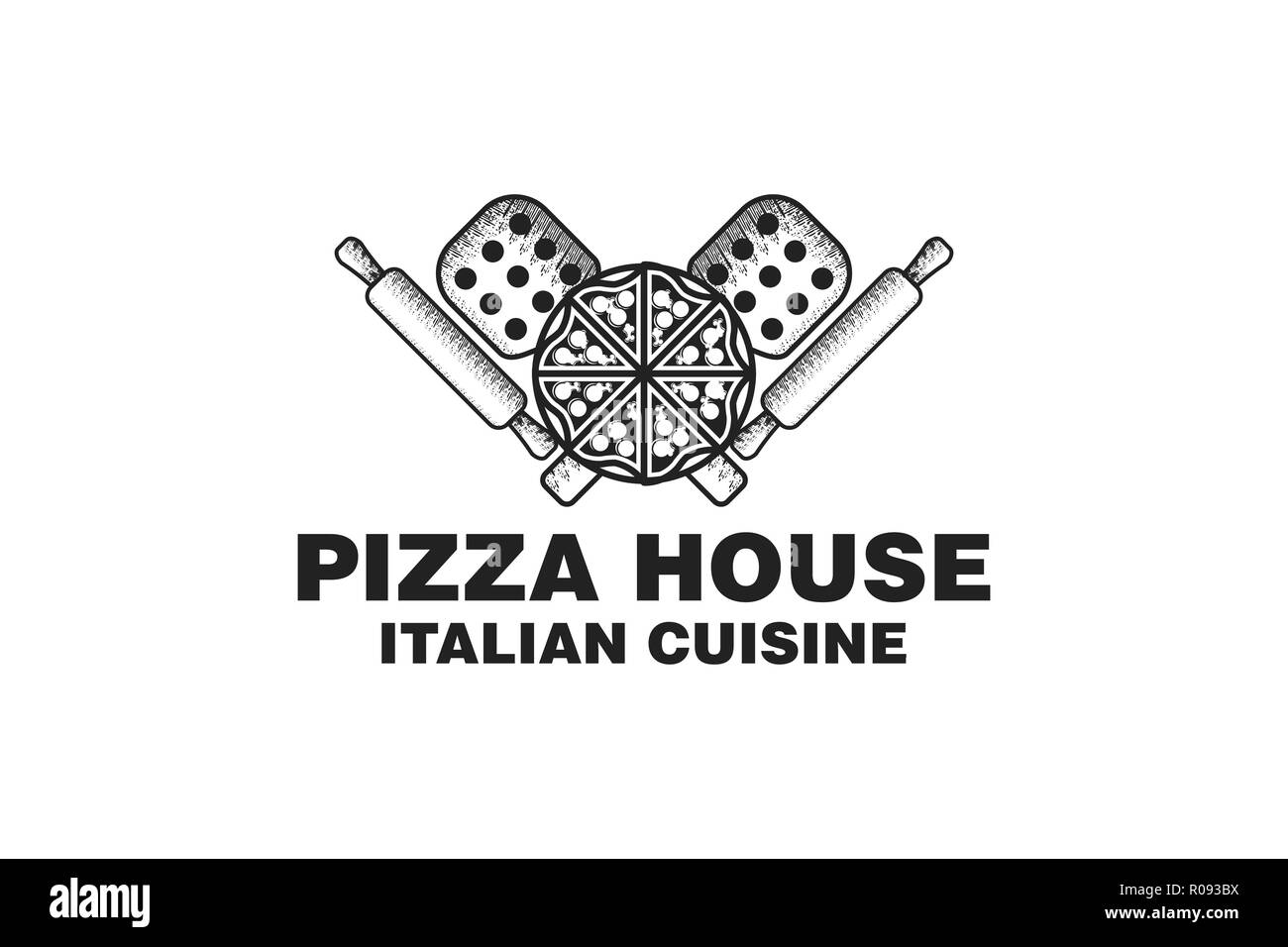 Vintage italian pizza dessins de logos Inspiration isolé sur fond blanc Illustration de Vecteur