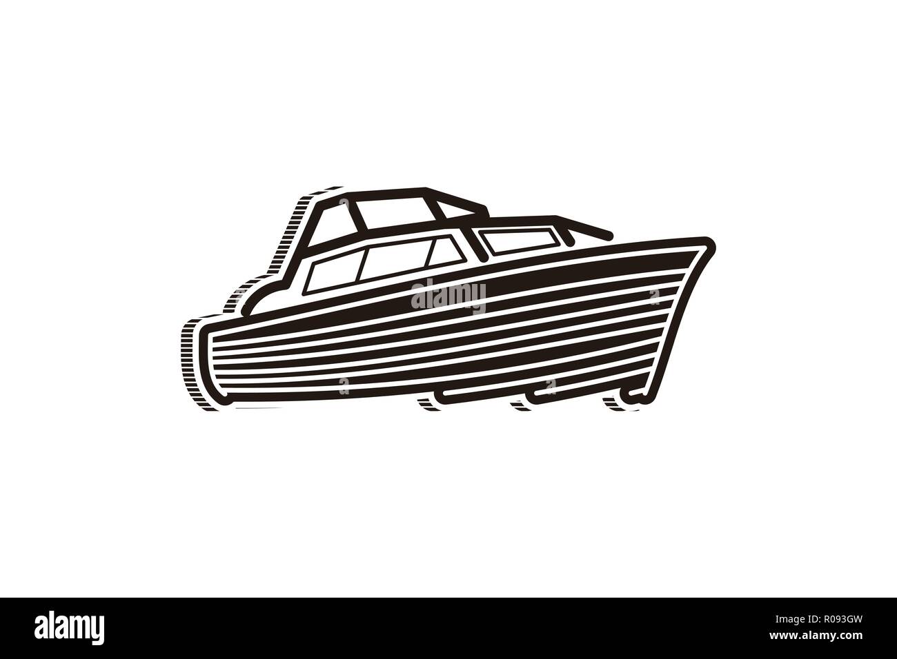 Logo bateau Inspiration isolé sur fond blanc Illustration de Vecteur