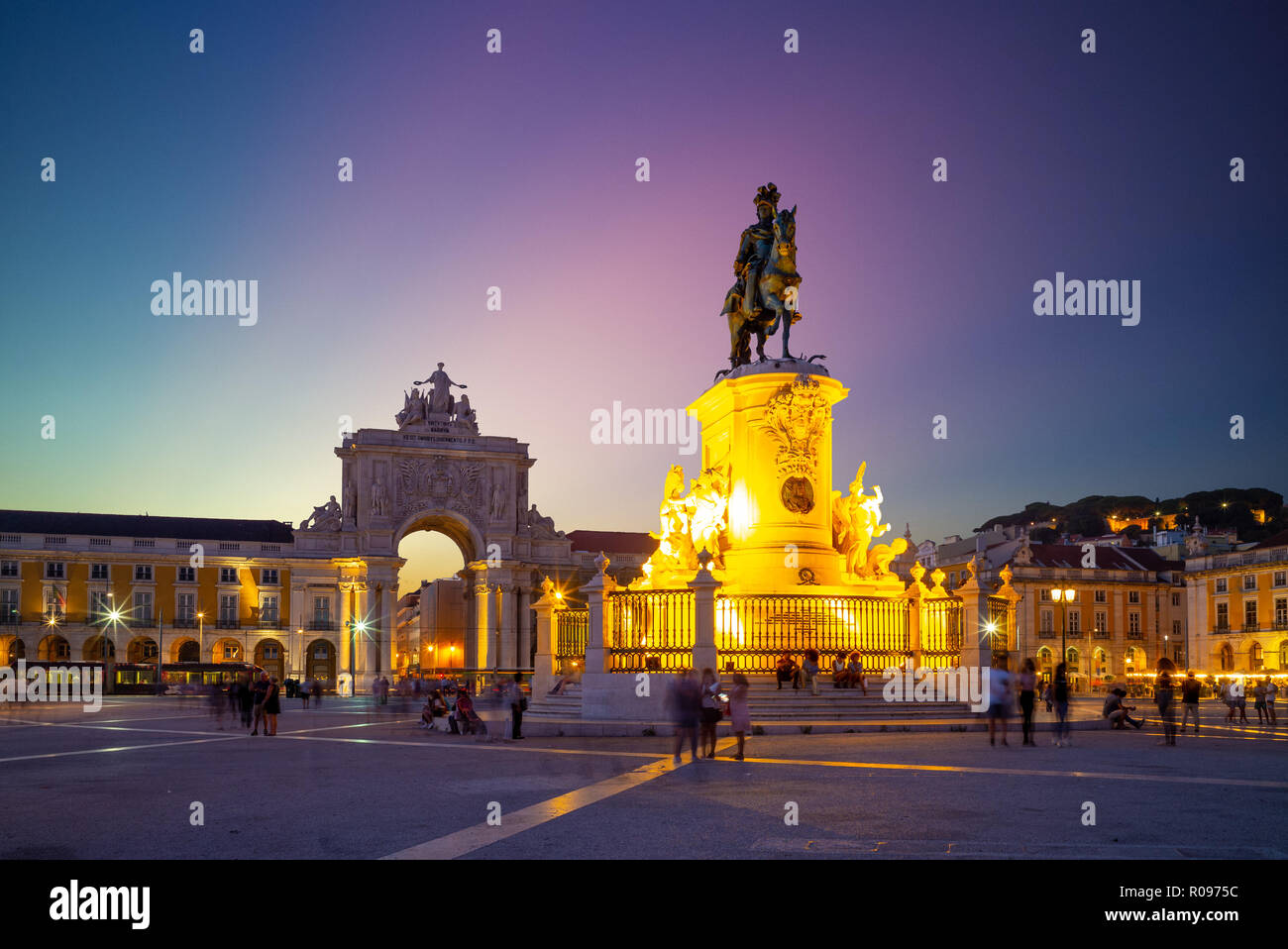 Vue de nuit sur la Place du Commerce à Lisbonne, Portugal Banque D'Images