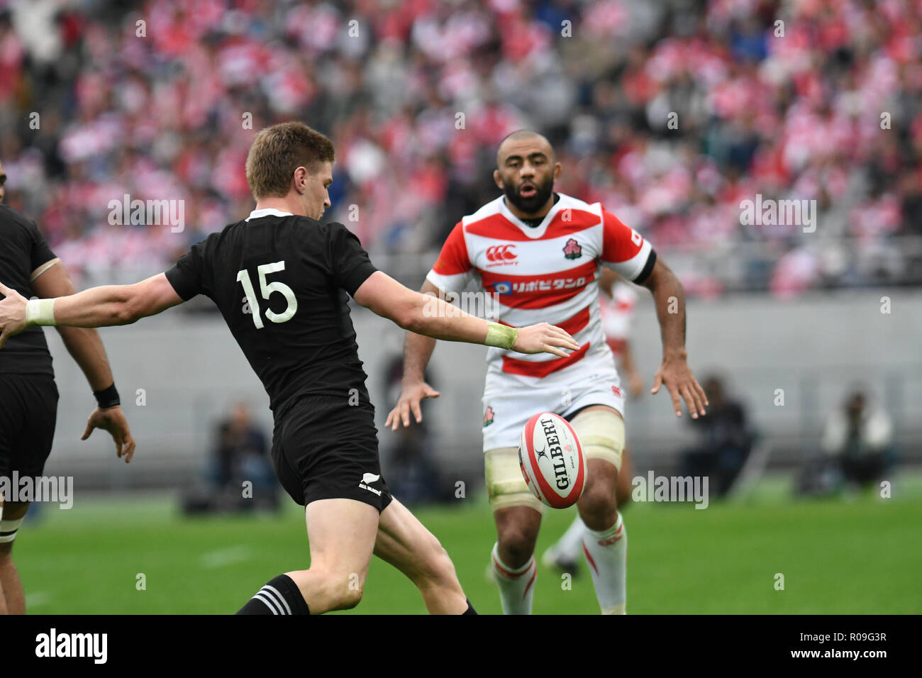 Tokyo, Japon. 06Th Nov, 2018. Jordie Barrett de la Nouvelle-Zélande au cours de la test-match de rugby entre le Japon et la Nouvelle-Zélande au Ajinomoto Stadium à Tokyo, Japon le 3 novembre 2018. Credit : AFLO/Alamy Live News Crédit : AFLO Co.,Ltd/Alamy Live News Banque D'Images