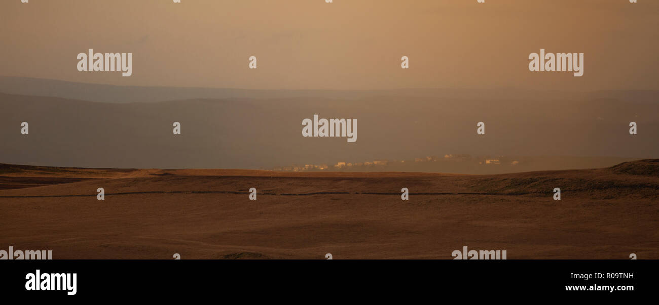 West Pennine Moors en temps par grains vu de la colline d'hiver. Banque D'Images