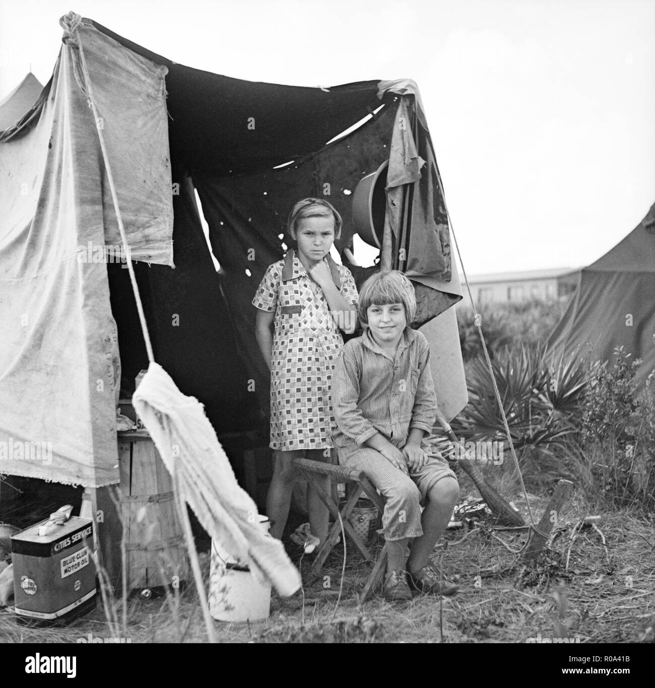Deux enfants de fruits migrateurs Travailleur, Arthur Rothstein, Farm Security Administration, Janvier 1937 Banque D'Images