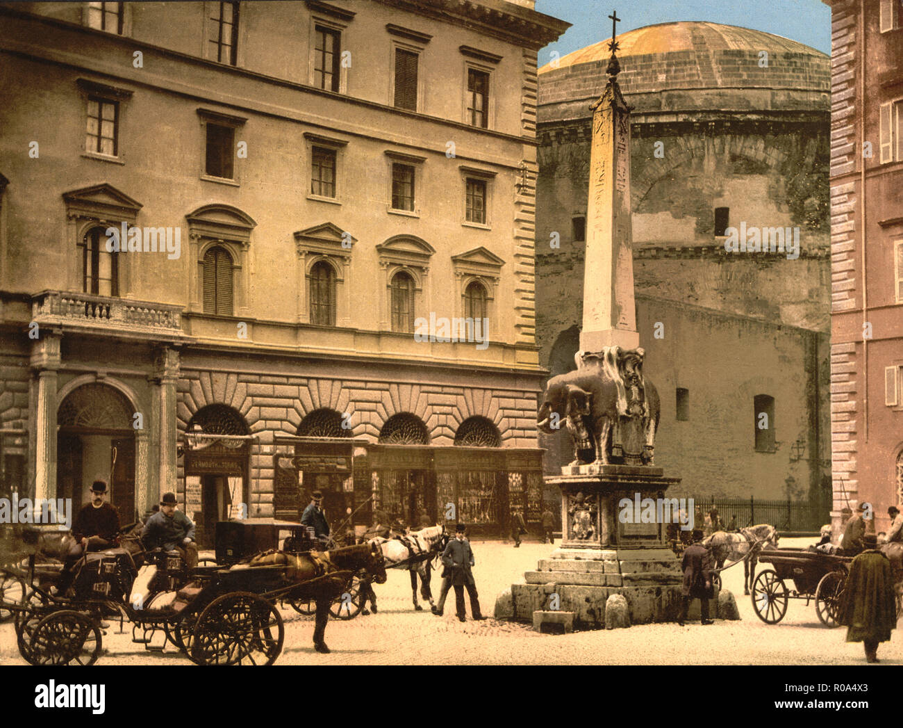 Piazza della Minerva, Rome, Italie, impression Photochrome, Detroit Publishing Company, 1900 Banque D'Images
