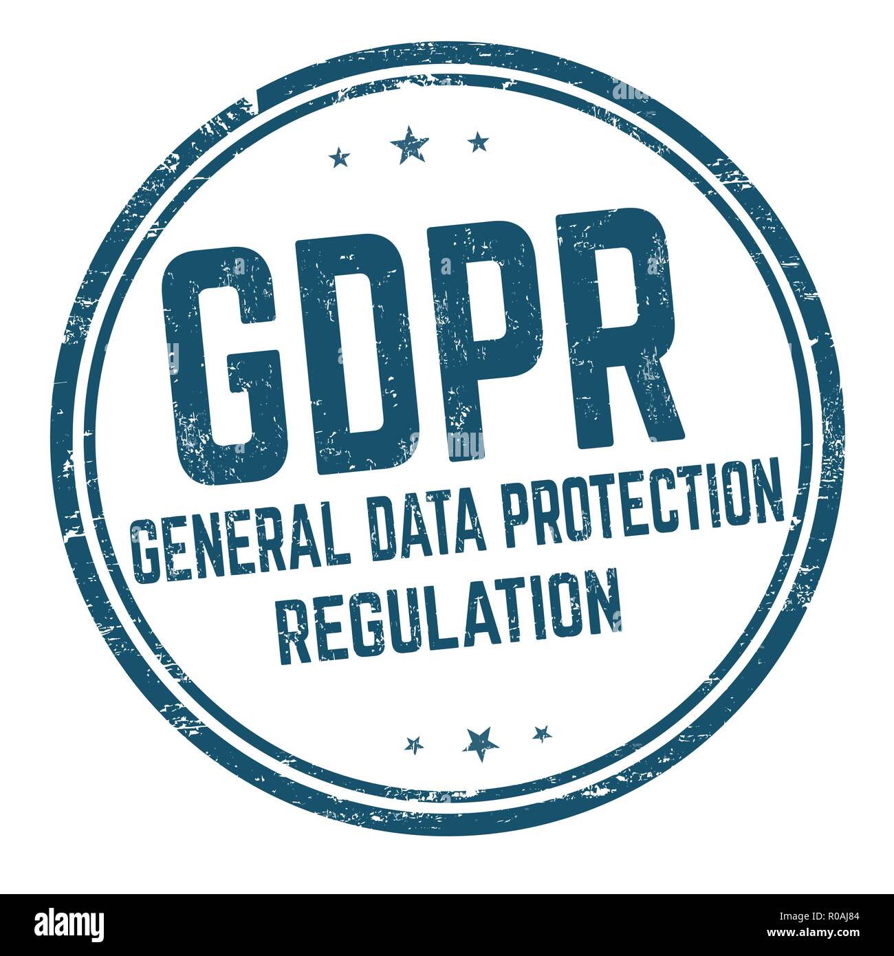 Règlement général sur la protection des données par la signature ou tampon sur fond blanc, vector illustration Illustration de Vecteur