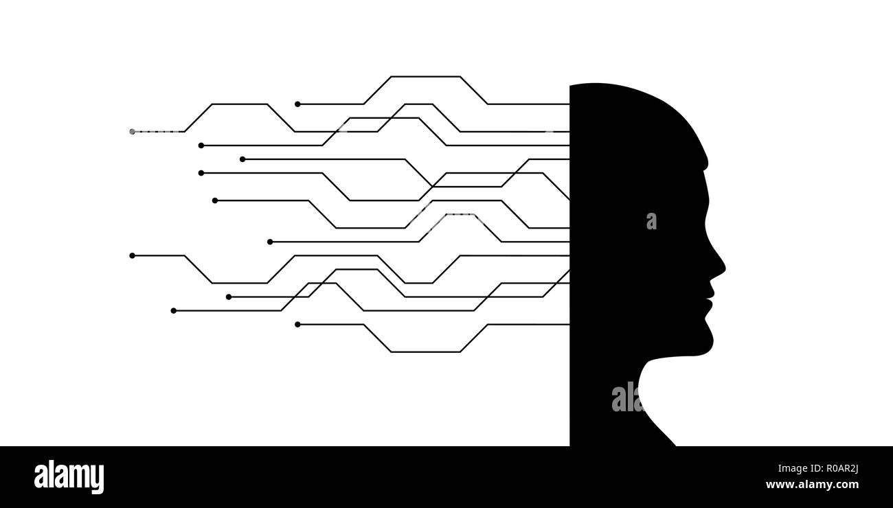 L'intelligence artificielle silhouette homme head vector illustration EPS10 Illustration de Vecteur
