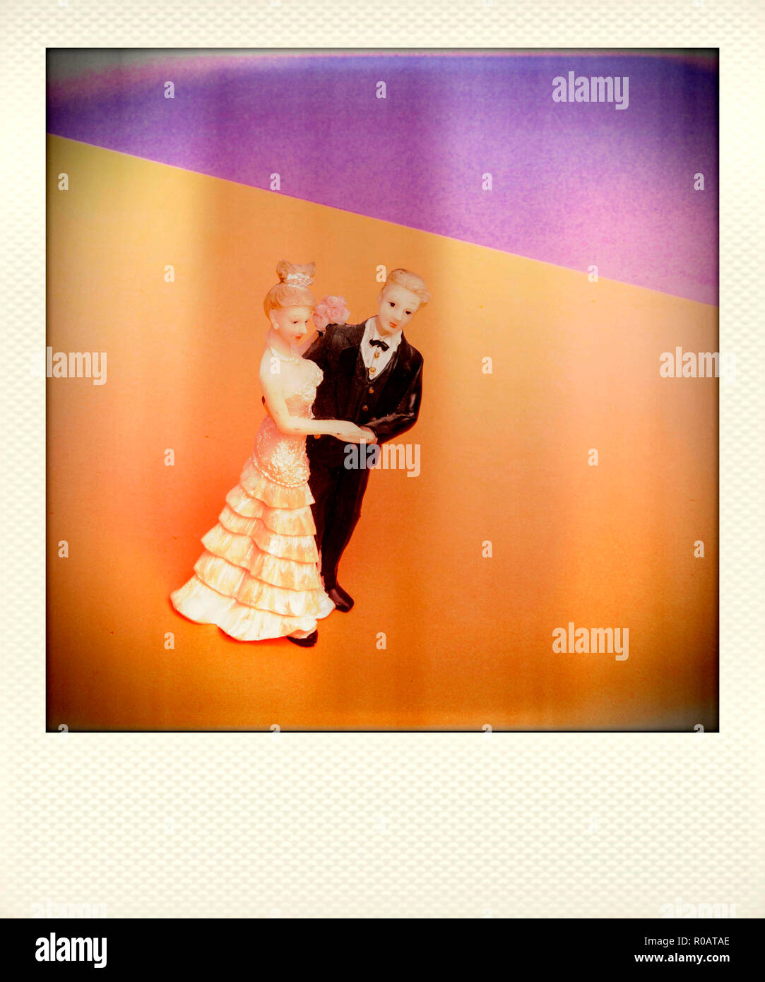 Photo Polaroid de gâteau de mariage topper Banque D'Images