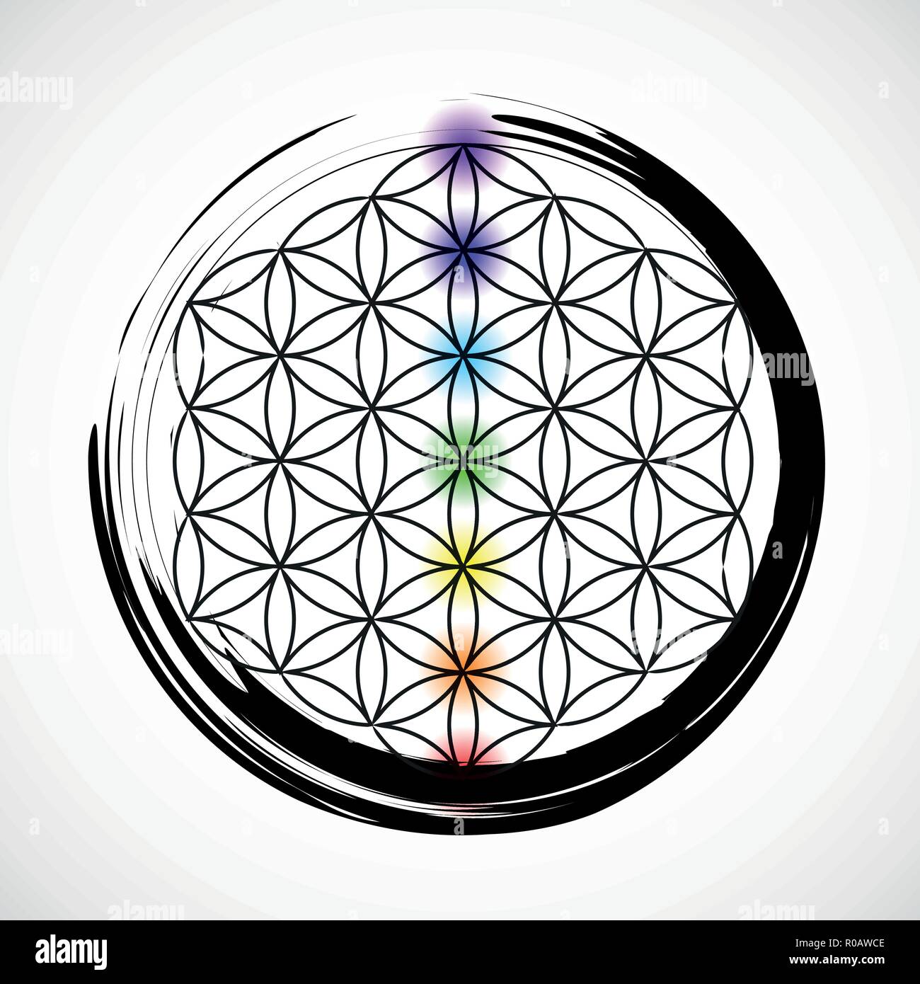 Sept chakras et Fleur de vie vector illustration Illustration de Vecteur