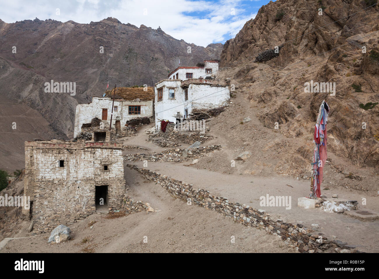 Dans la zone d'immeubles au Zanskar Mune gompa, le Jammu-et-Cachemire, l'Inde Banque D'Images