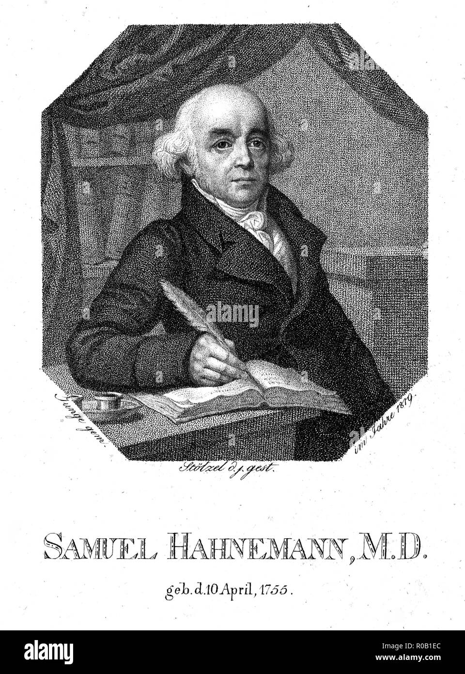 SAMUIEL HAHNEMANN (1755-1843) médecin allemand qui ont avancé la théorie de l'homéopathie Banque D'Images
