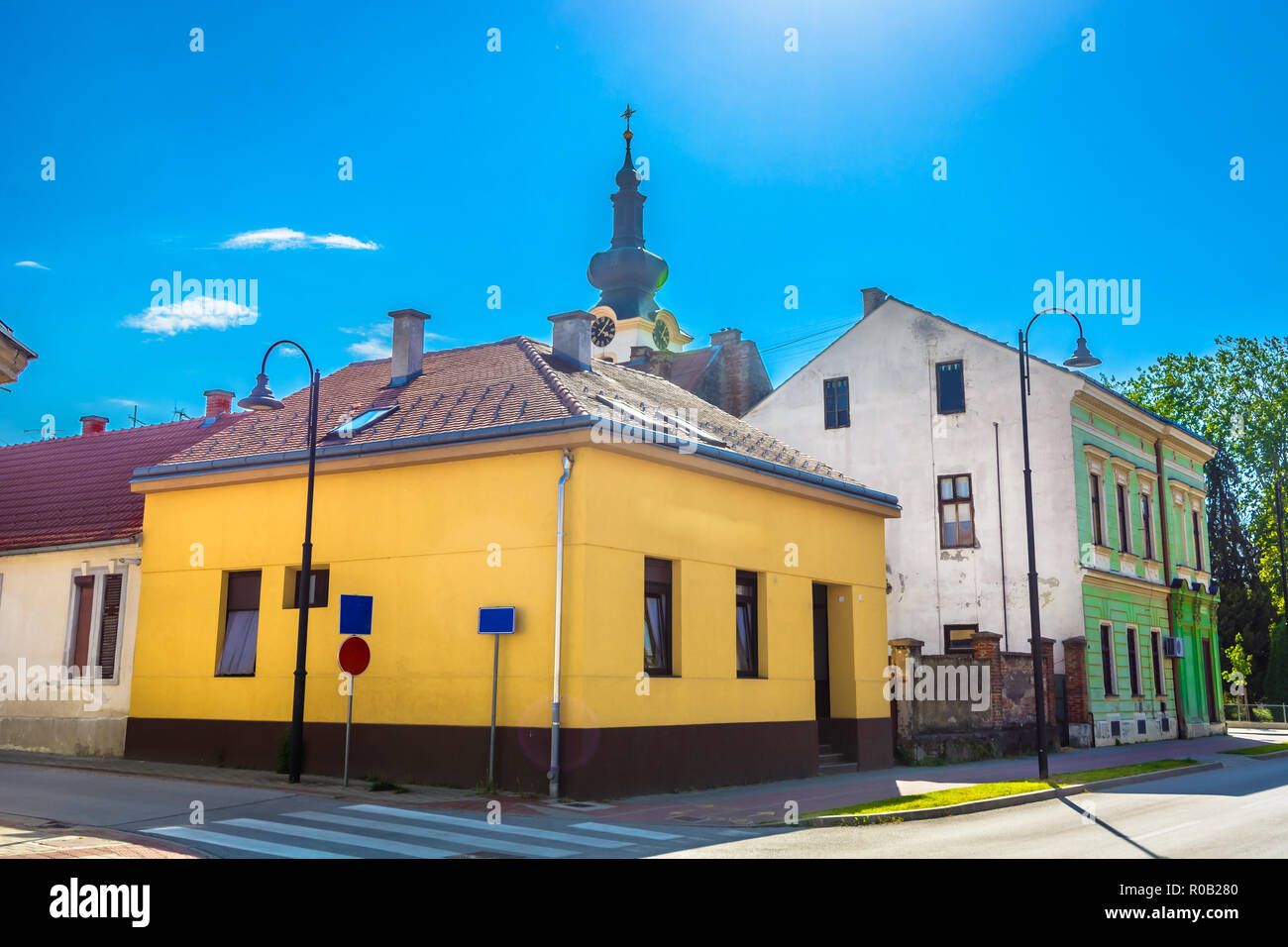 Vue panoramique à l'architecture colorée en centre-ville de la ville Zagreb, Croatie. Banque D'Images