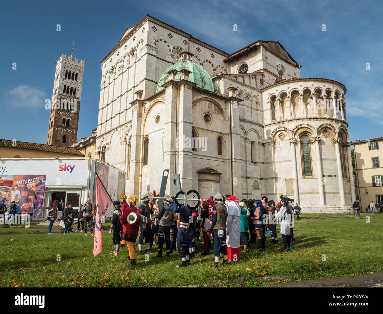 Lucca Comics & Games, chaque année un livre de bandes dessinées et de convention de jeux dans la ville fortifiée de Lucques, Toscane, Italie Banque D'Images
