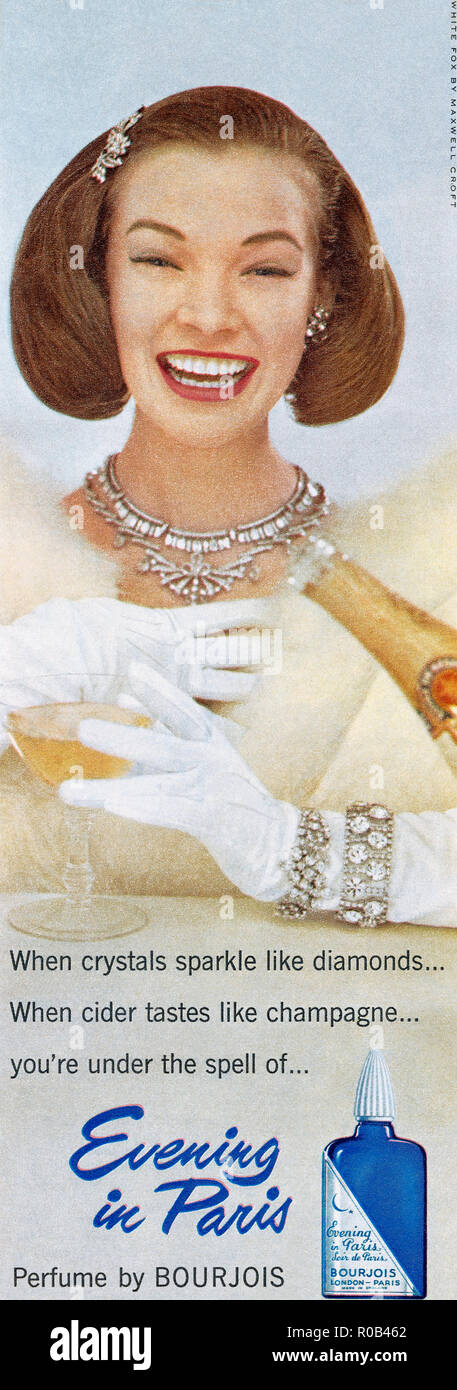 1957 La publicité pour le parfum à Paris par Bourjois. Banque D'Images