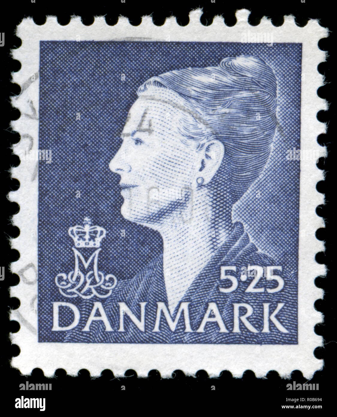 Timbre Cachet du Danemark à la Reine Margrethe II SERIE 4 Banque D'Images