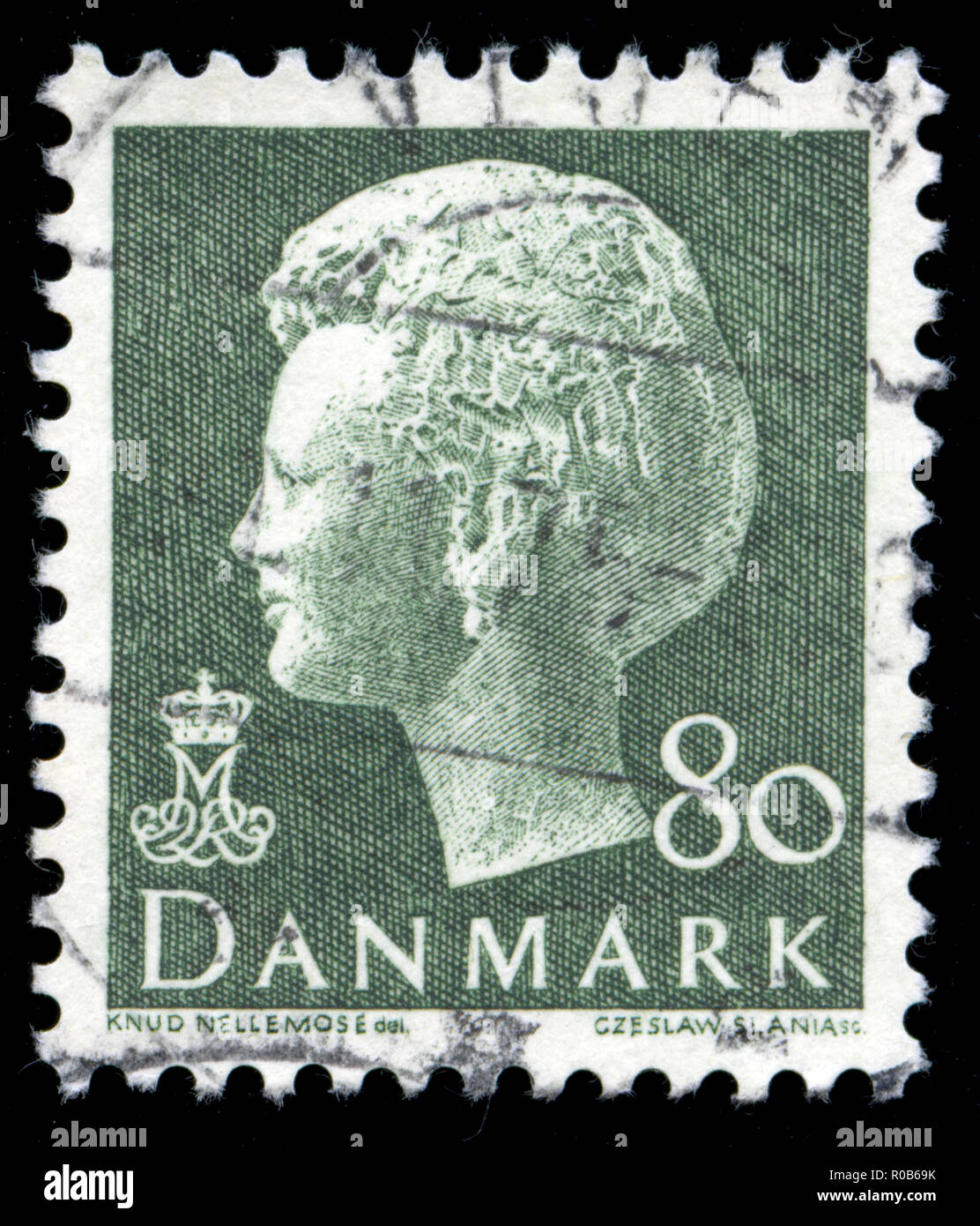 Timbre Cachet du Danemark à la Reine Margrethe II SERIE 1 Banque D'Images