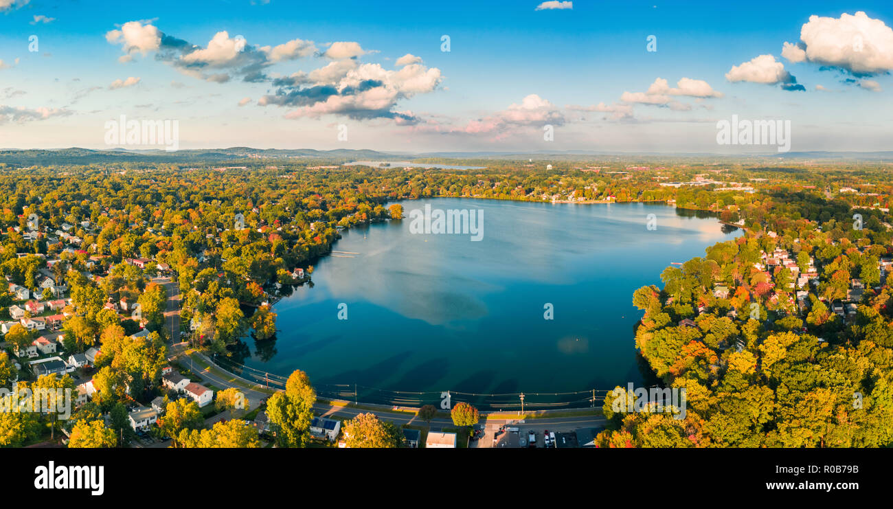 Vue aérienne de Lake Parsippany, Banque D'Images