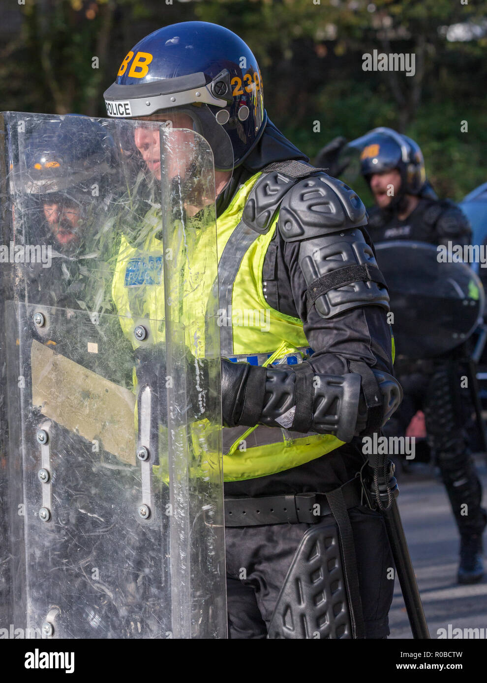 Une démonstration de la fonction de police anti-émeute lors d'une tactique de la journée portes ouvertes de la police Banque D'Images