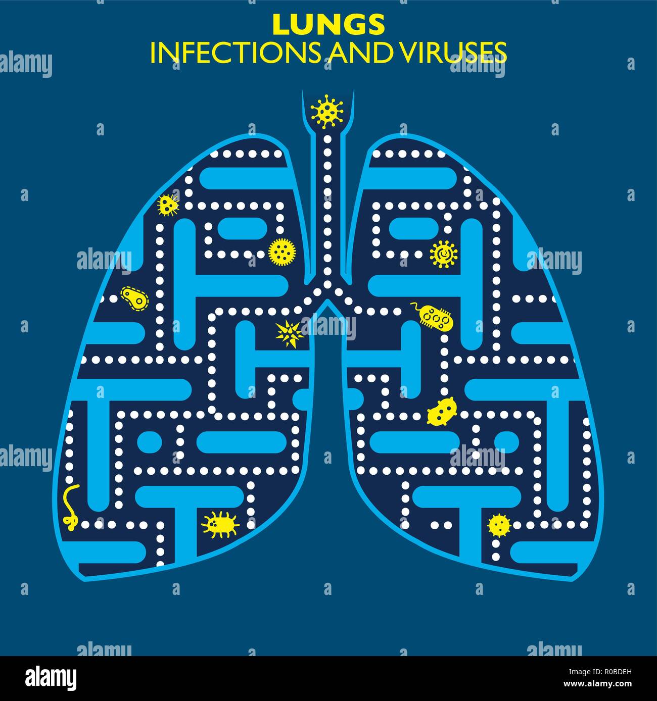 Les virus et infections des poumons, de la présence de virus infectieux et formes Illustration de Vecteur