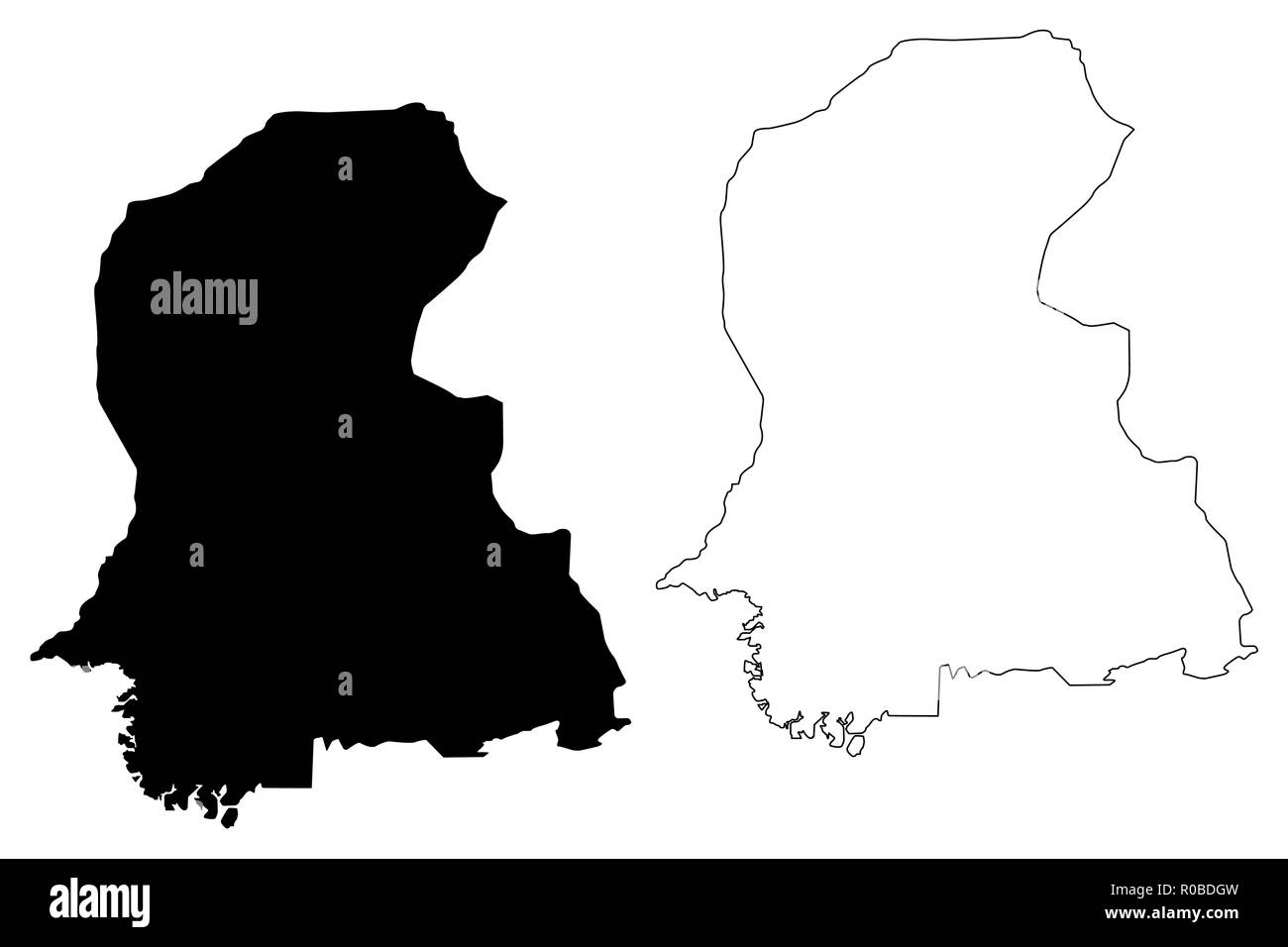 Le Sindh (Province du Pakistan, République islamique du Pakistan, les unités administratives et les districts du Pakistan) map vector illustration, scribble sketch tr Illustration de Vecteur