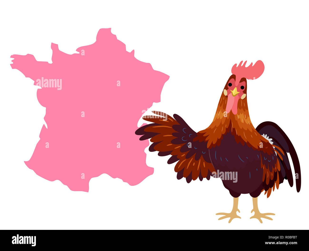 Illustration d'un coq gaulois montrant une carte de France Banque D'Images