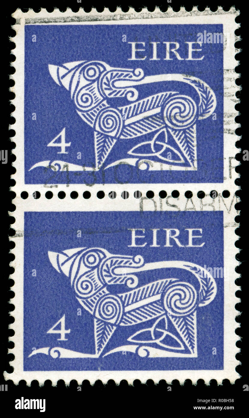 Timbres cachet de l'Irlande au début de l'art irlandais 1971-1975 series Banque D'Images