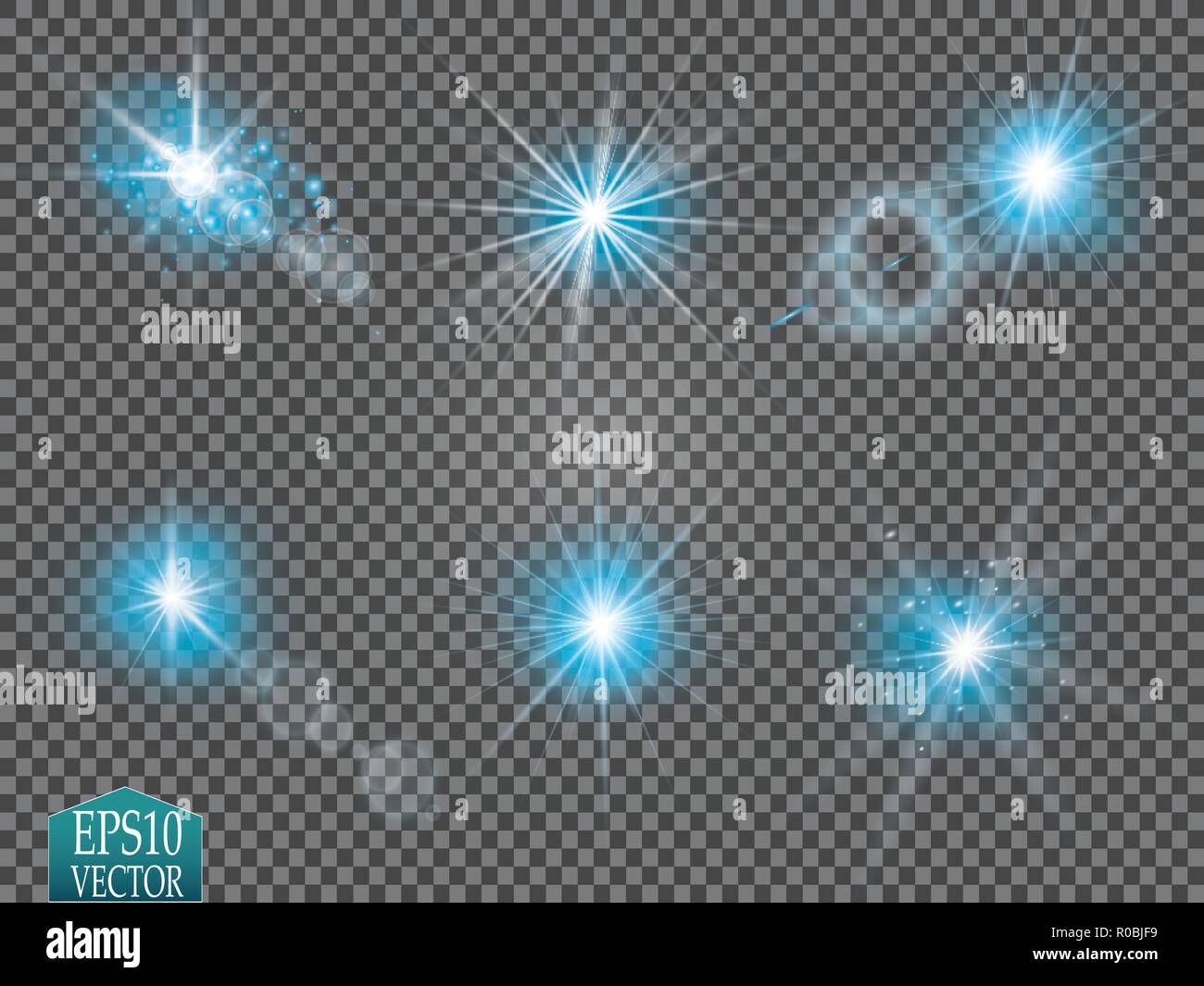 Ensemble d'effet de lumière de bougie étoile éclate avec sparkles isolé sur fond transparent 