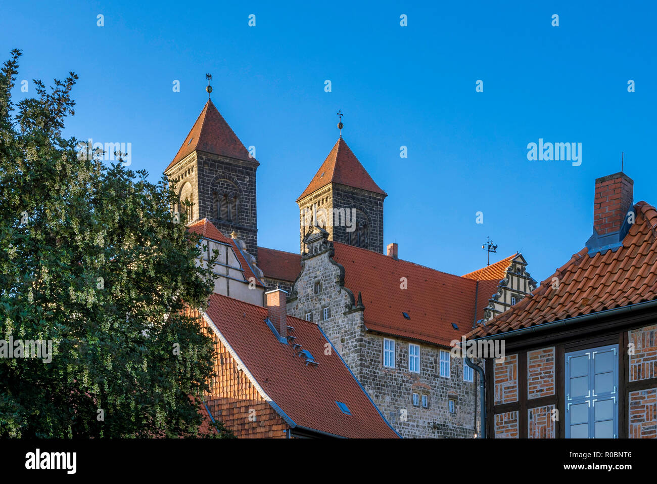 Ville historique avec collégiale de Saint Servatius, UNESCO World Heritage Site, Quedlinburg, Saxe-Anhalt, Allemagne, Europe Banque D'Images