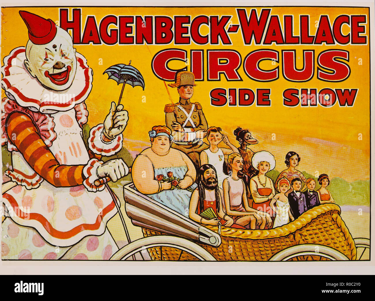 Côté Cirque Hagenbeck-Wallace Show, Cirque affiche, lithographie, 1930 Banque D'Images