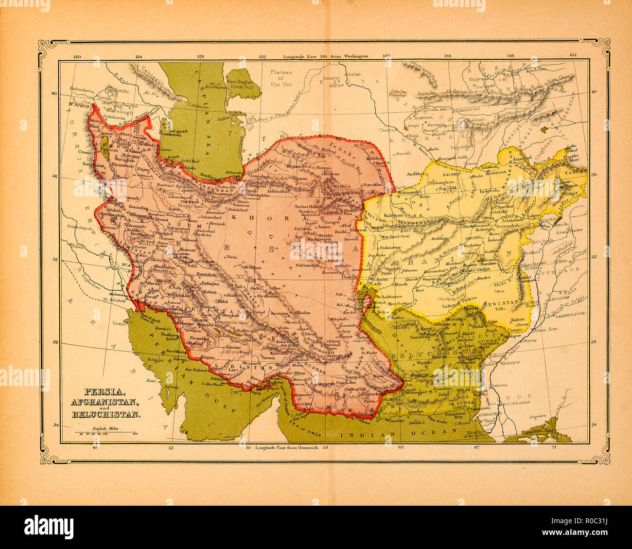 La Perse, l'Afghanistan, Beluchistan, Carte, début des années 1900 Banque D'Images