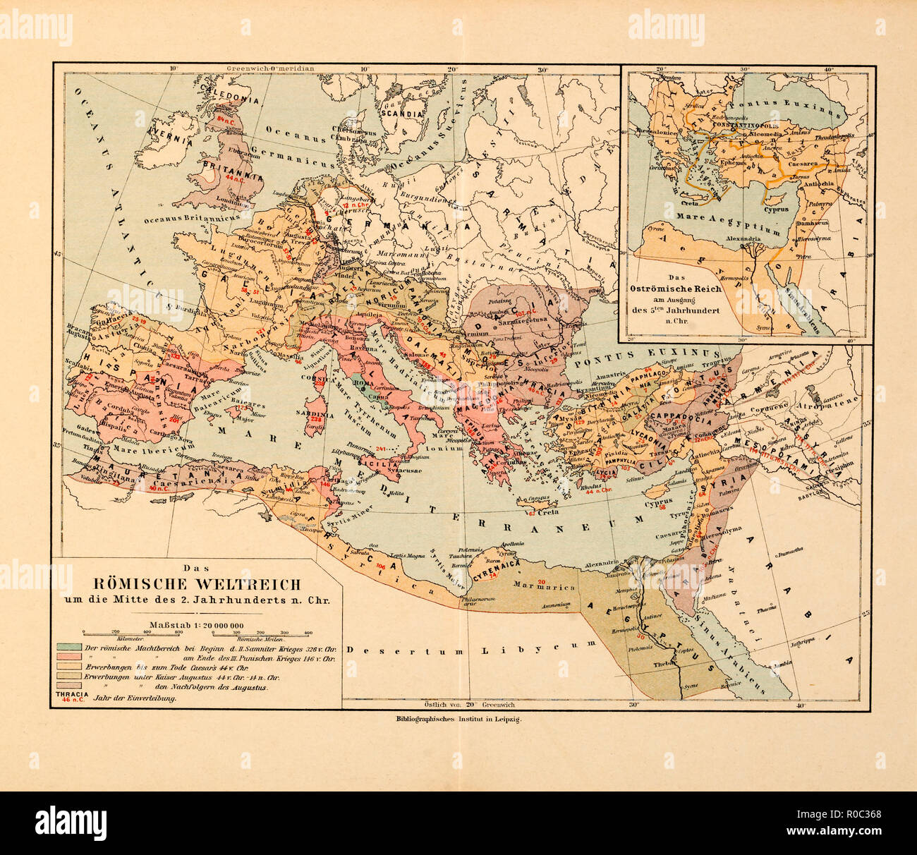 La carte de l'Empire romain, vers le milieu du 2e siècle AD, Allemagne Banque D'Images