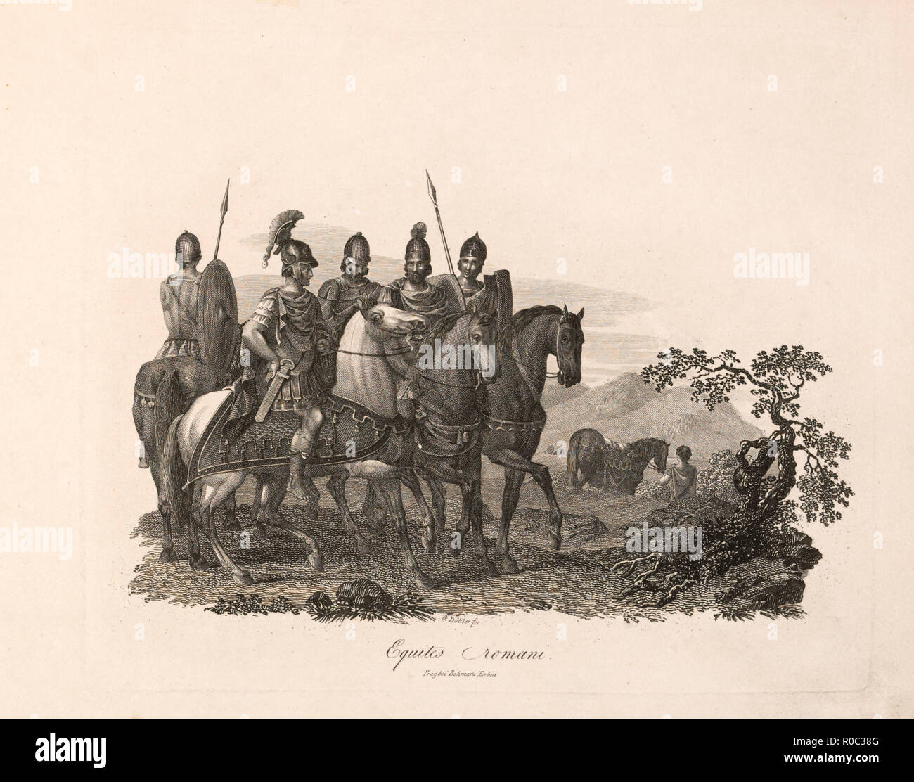 Les cavaliers romains, reçus par EQUITES Romani, gravure, G. Dobler, 1819 Banque D'Images