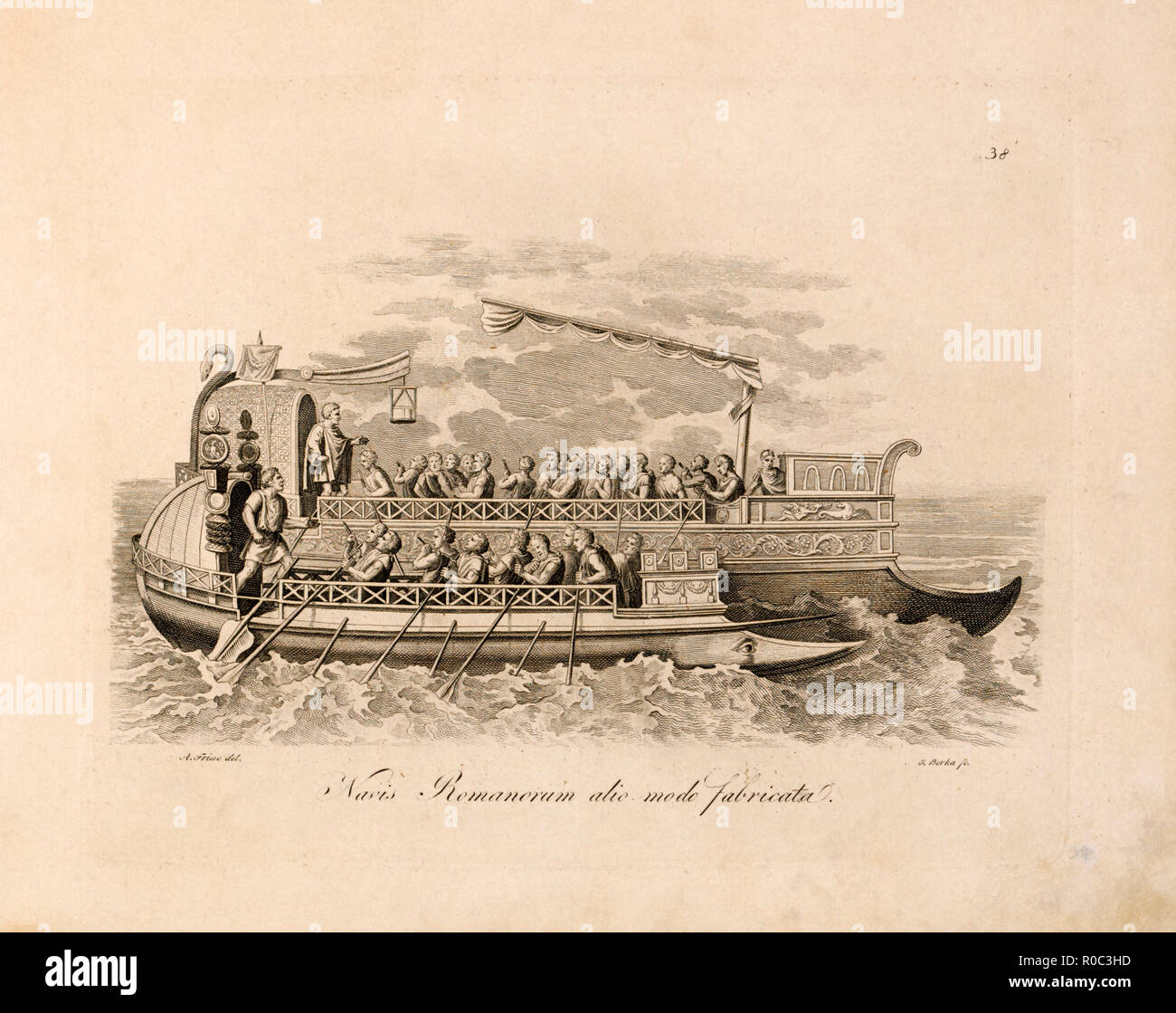 Navire militaire romain, gravure, A. Friese, 1819 Banque D'Images