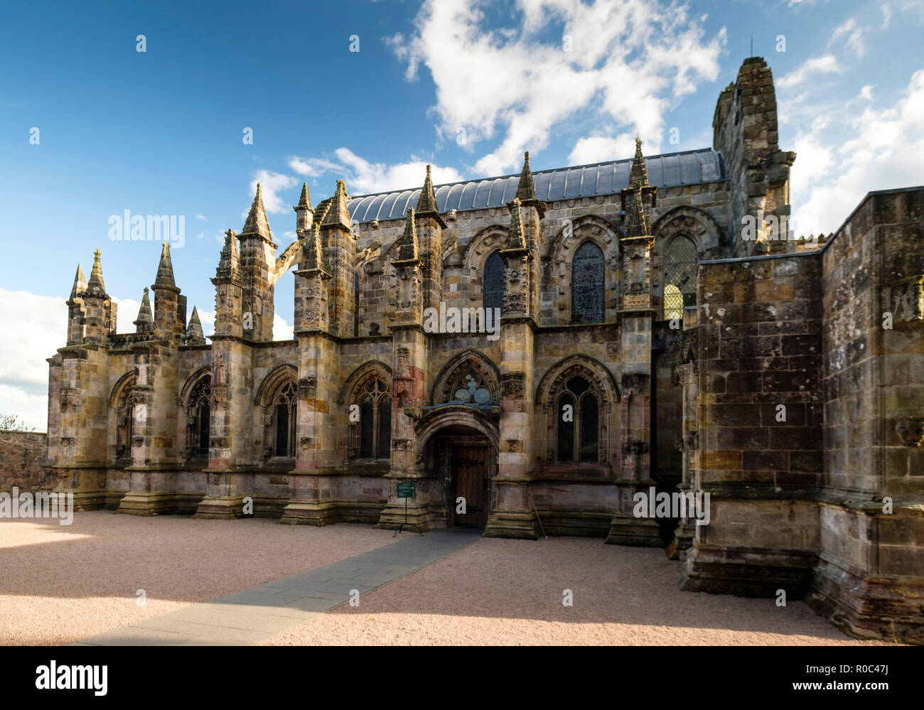 La Chapelle de Rosslyn, rendu célèbre par le Da Vinci Code, à l'extérieur de Edinburgh, Scotland, UK Banque D'Images
