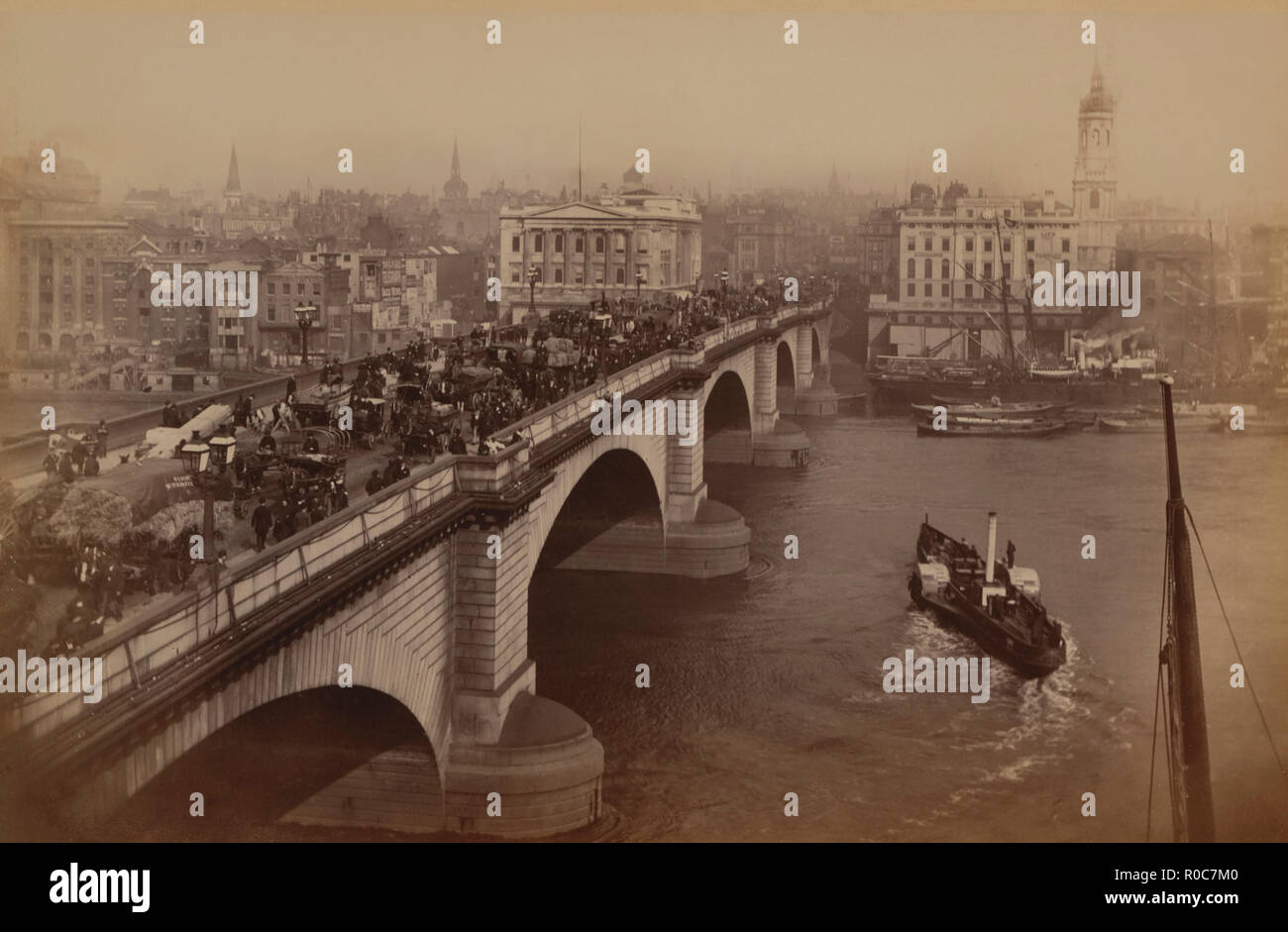 Bridge et la Tamise, Londres, Angleterre, RU, 1900 Banque D'Images