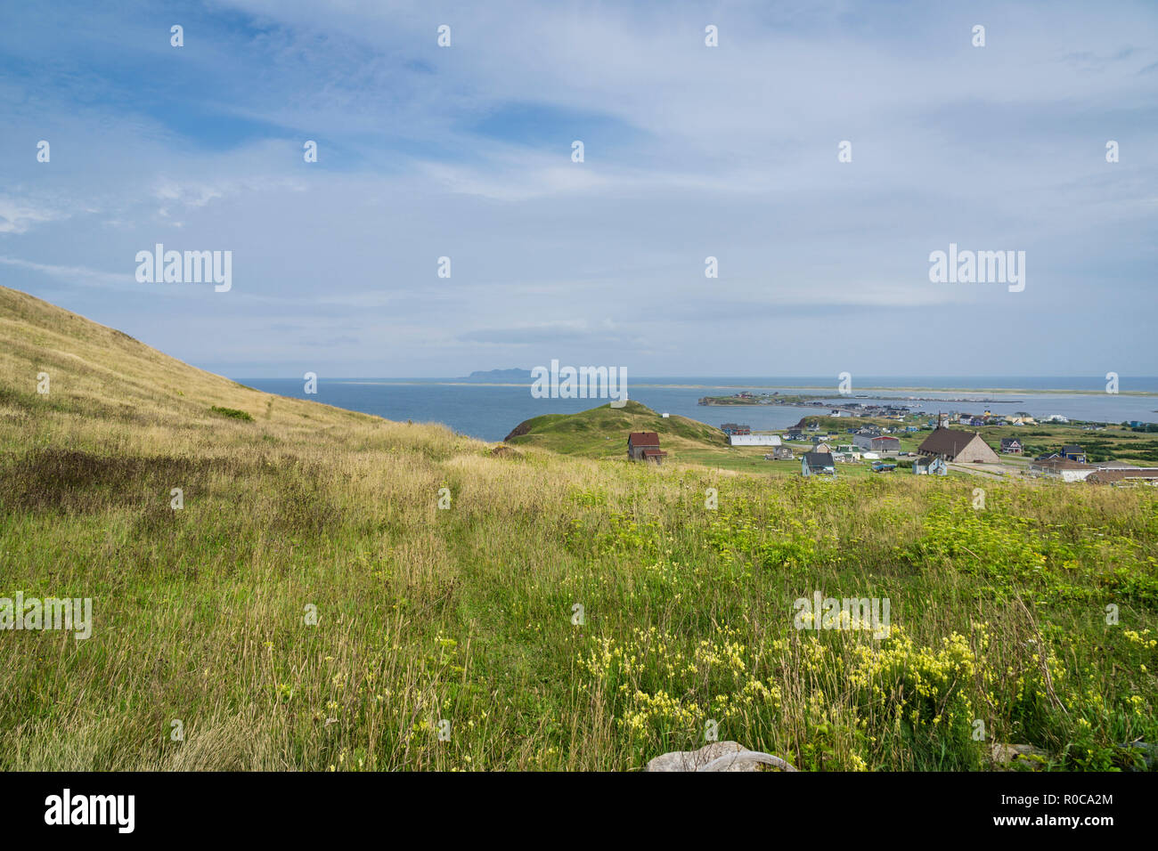 Voir à plus de règlement de Havre-Aubert aux Îles de la Madeleine, Québec, Canada. Banque D'Images