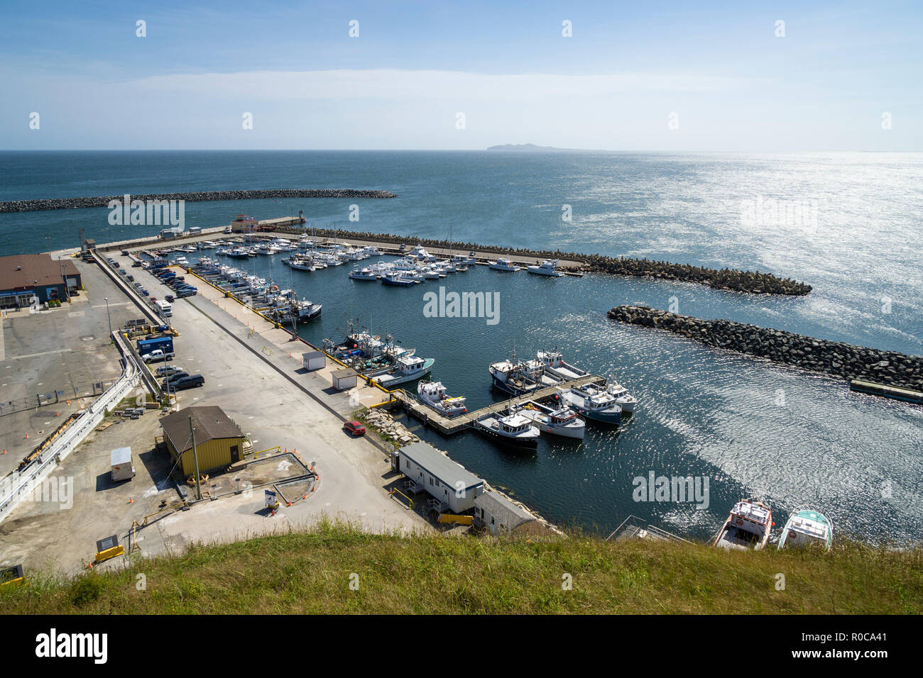 Le port de Cap-aux-Meules sur Grindstone Island aux îles de la Madeleine, Québec, Canada. Banque D'Images
