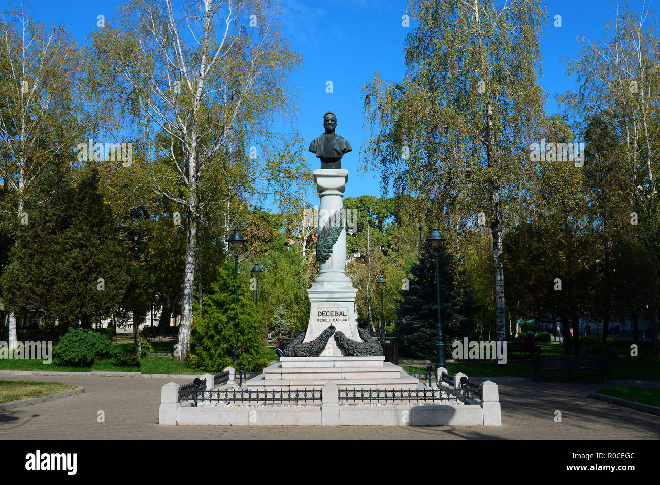 DROBETA Turnu Severin, Roumanie - 10.08.2018 : statue de Roi Decebal landmark architecture Banque D'Images