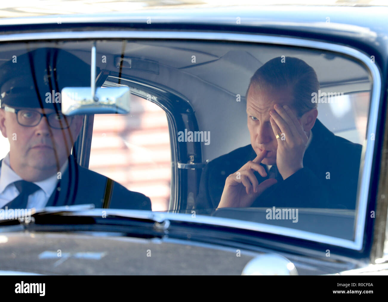 Tobias Menzies scènes des films pour la saison 3 du show 'Netflix la Couronne". Menzies joue le rôle du Prince Philip et scènes de films où il visite le site de catastrophe 1966 Aberfan. Avec : Tobias Menzies Où : Brecon Beacons, Royaume-Uni Quand : 03 Oct 2018 Source : WENN.com Banque D'Images
