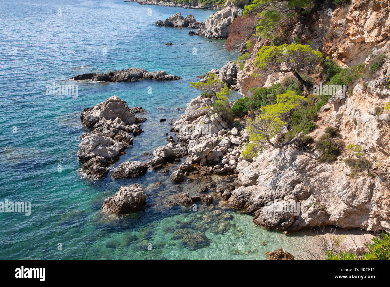 Croatie - La côte de la péninsule de Peliesac près de Zuliana Banque D'Images