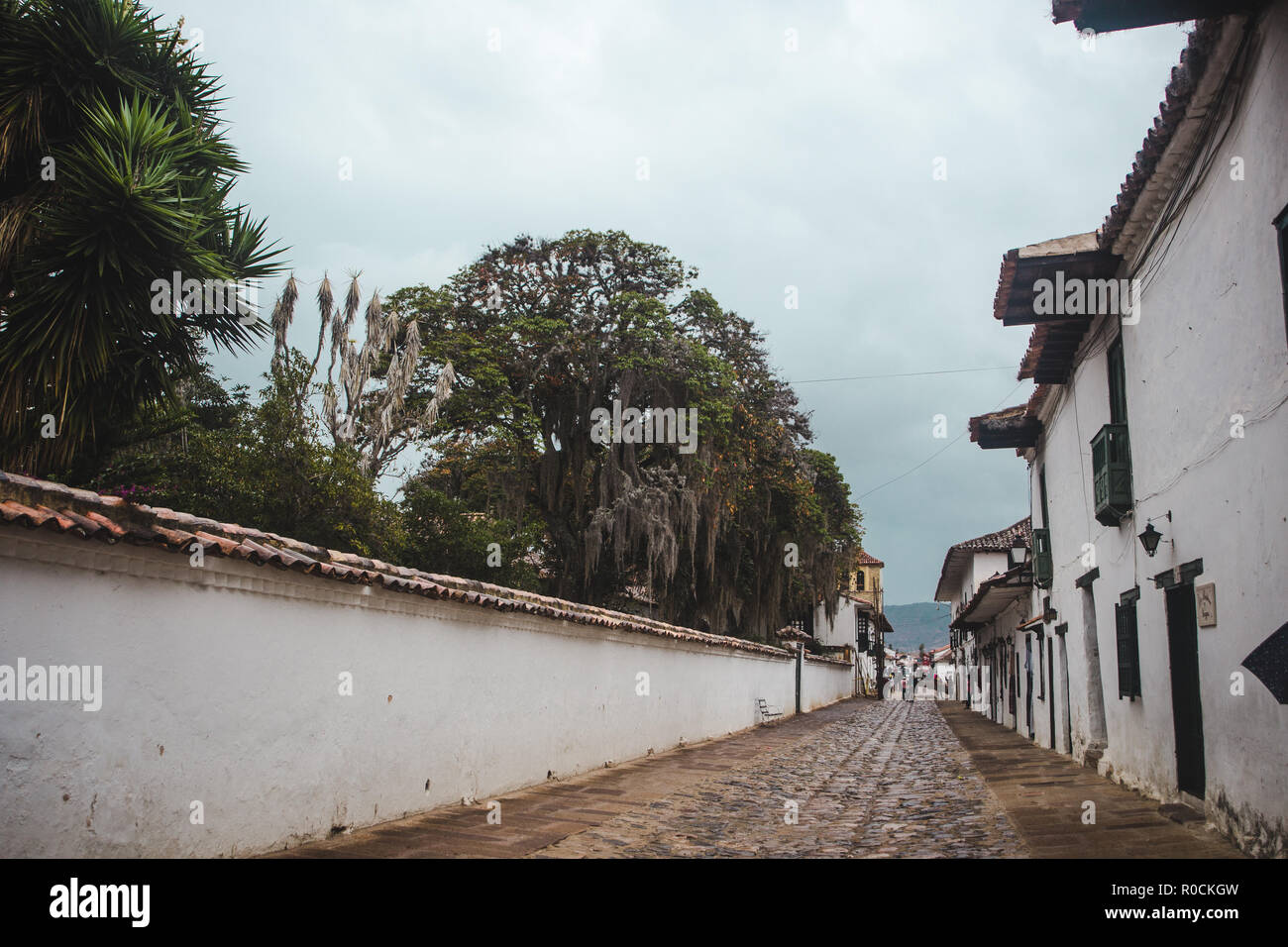 Les rues coloniales de Villa de Leyva, célèbre pour sa beauté comme un voyage de jour pour les touristes de Bogota, Colombie Banque D'Images