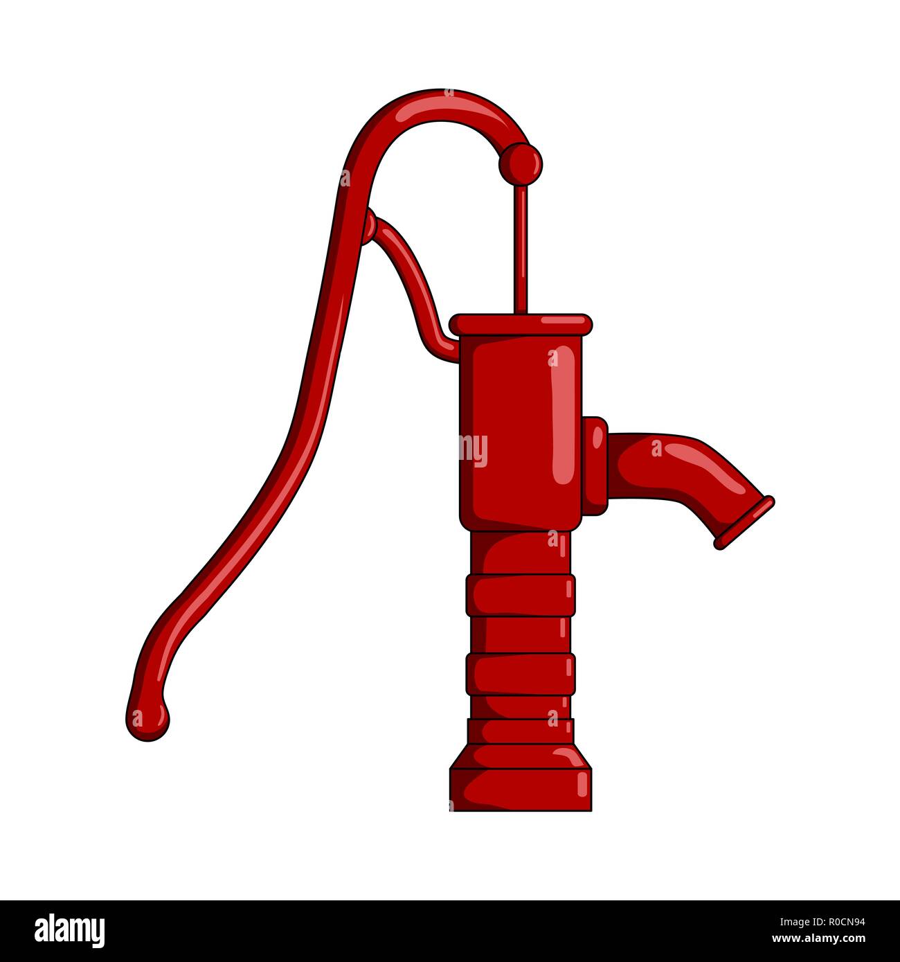 La conception de la pompe à eau rouge isolé sur fond blanc Illustration de Vecteur
