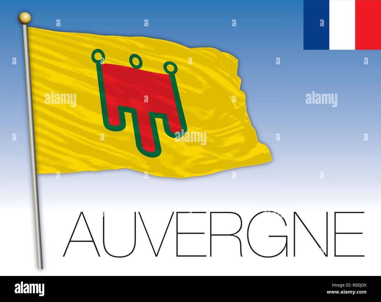 Drapeau Auvergne 90x150cm - Polyester Résistant - Œillets Métal - Double Couture