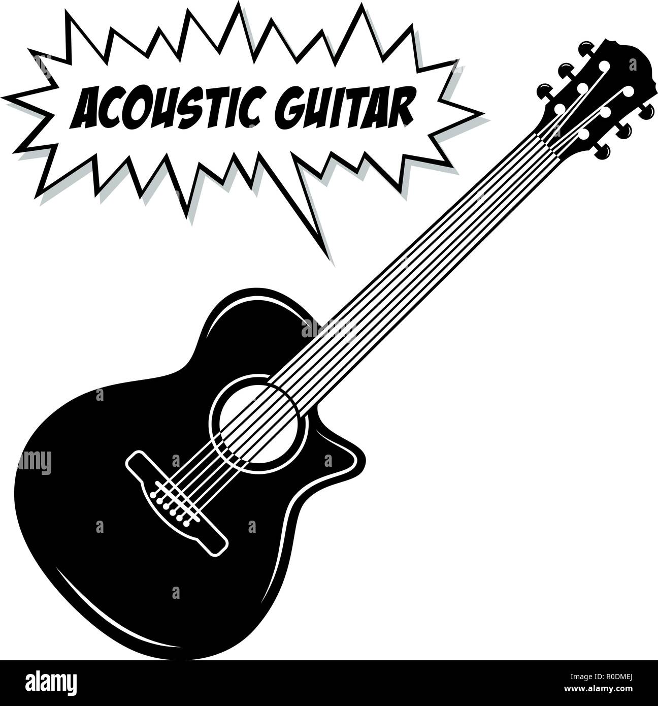 Guitare acoustique 6 cordes. Illustration de Vecteur